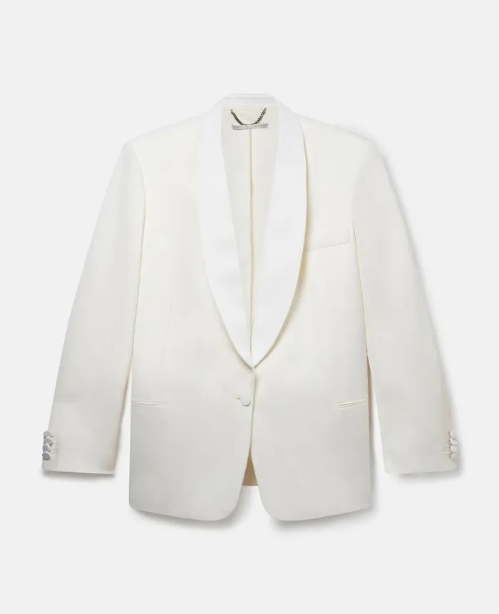 Women Coats And Jackets Stella McCartney Wool Blazer With Shawl Lapels Chalk White Women Coats And Jackets Stella McCartney Wool Blazer With Shawl Lapels Chalk White