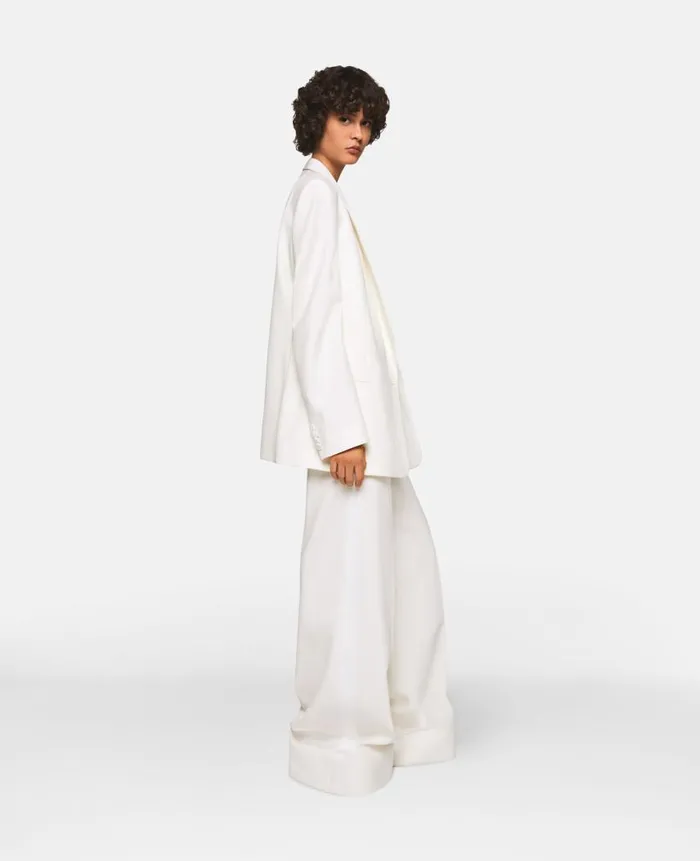 Women Coats And Jackets Stella McCartney Wool Blazer With Shawl Lapels Chalk White