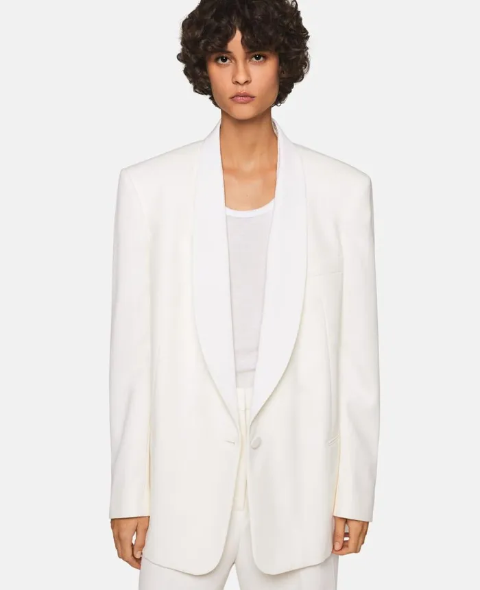 Women Coats And Jackets Stella McCartney Wool Blazer With Shawl Lapels Chalk White