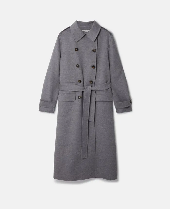 Women Coats And Jackets Stella McCartney Wool Trench Coat Grey Melange