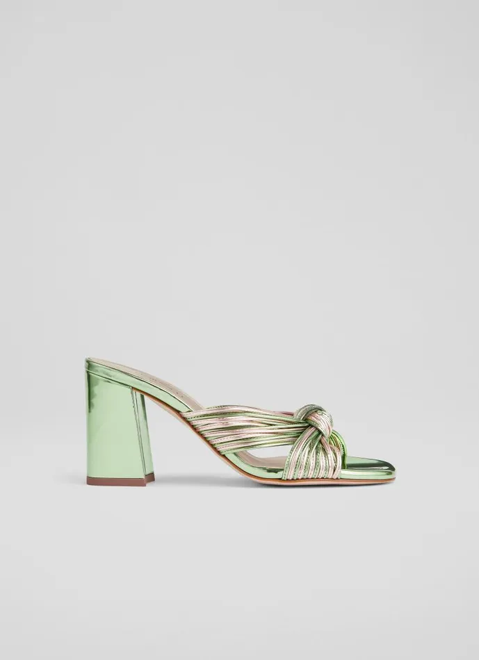 Women Coletta Green And Pink Strappy Mules Emerald LKBennett Sandals Women Coletta Green And Pink Strappy Mules Emerald LKBennett Sandals