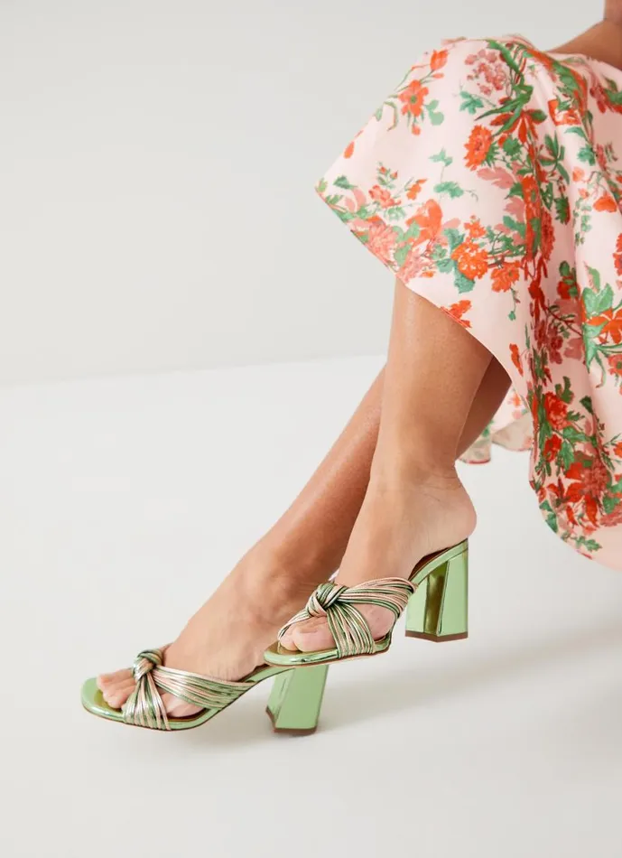 Women Coletta Green And Pink Strappy Mules Emerald LKBennett Sandals Women Coletta Green And Pink Strappy Mules Emerald LKBennett Sandals
