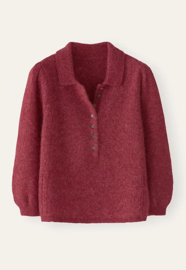 Women Collared Sweater Maroon Pink Poetry Fashion Sweaters