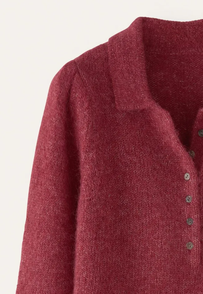 Women Collared Sweater Maroon Pink Poetry Fashion Sweaters