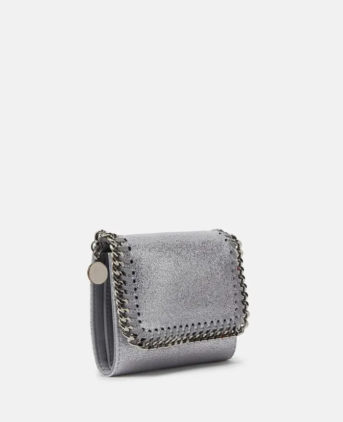 Women Compact Wallets Stella McCartney Falabella Small Flap Wallet Silver Women Compact Wallets Stella McCartney Falabella Small Flap Wallet Silver