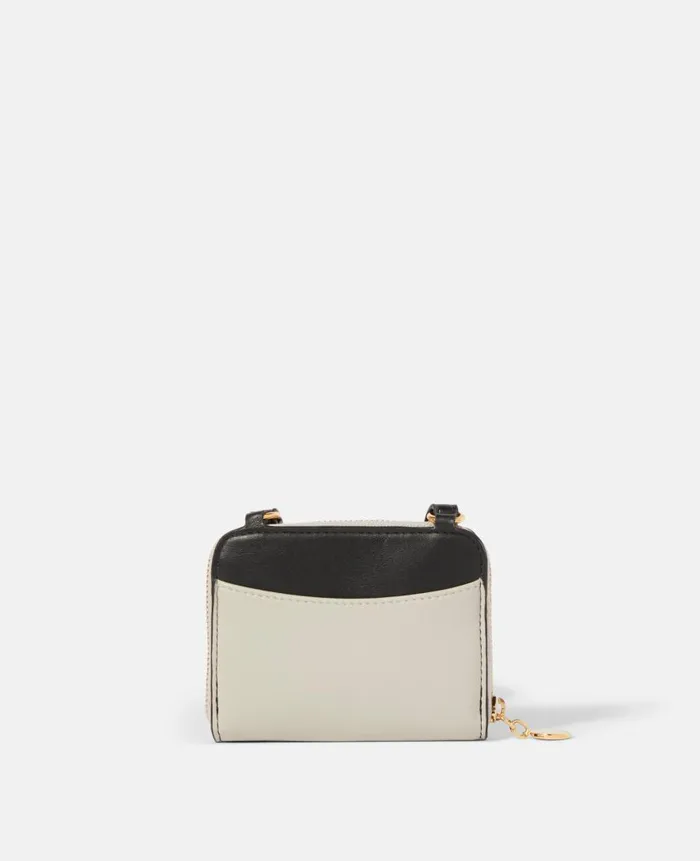 Women Compact Wallets Stella McCartney Logo Zip Strap Cardholder Black