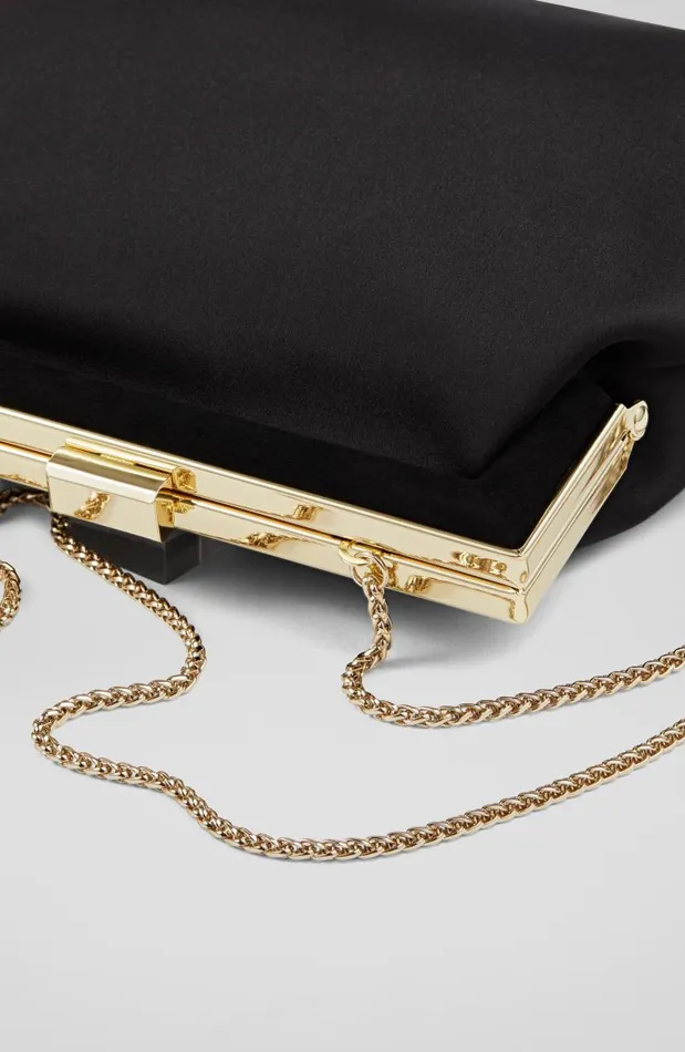 Women Connie Black Satin Trapeze Clutch Bag LKBennett Clutch Bags Women Connie Black Satin Trapeze Clutch Bag LKBennett Clutch Bags