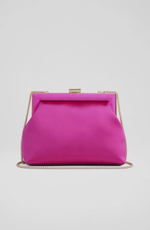 Women Connie Pink Satin Trapeze Clutch Bag LKBennett Clutch Bags