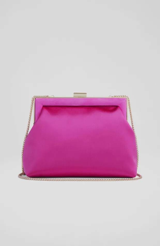 Women Connie Pink Satin Trapeze Clutch Bag LKBennett Clutch Bags Women Connie Pink Satin Trapeze Clutch Bag LKBennett Clutch Bags