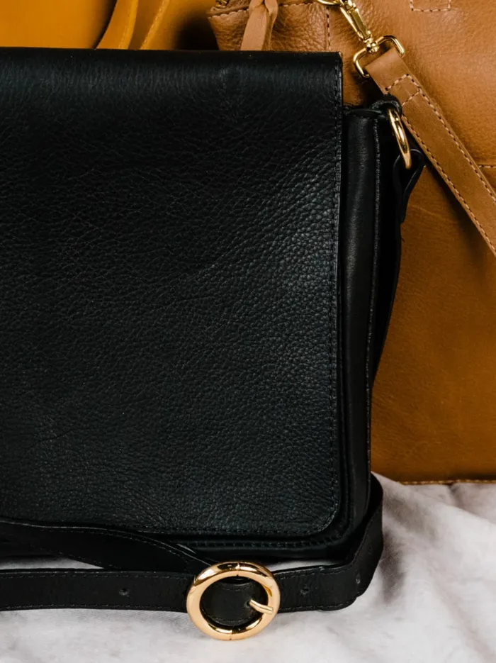 Women Crossbody Bags Able Lari Slim Crossbody Pebbled Black