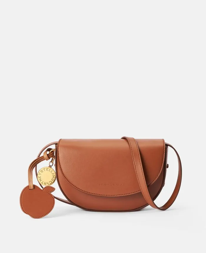 Women Crossbody Bags Stella McCartney Frayme Whipstitch Small Shoulder Bag Tan Brown