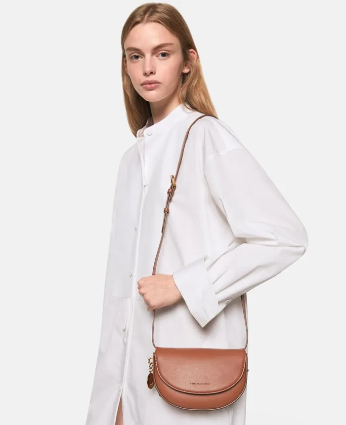 Women Crossbody Bags Stella McCartney Frayme Whipstitch Small Shoulder Bag Tan Brown