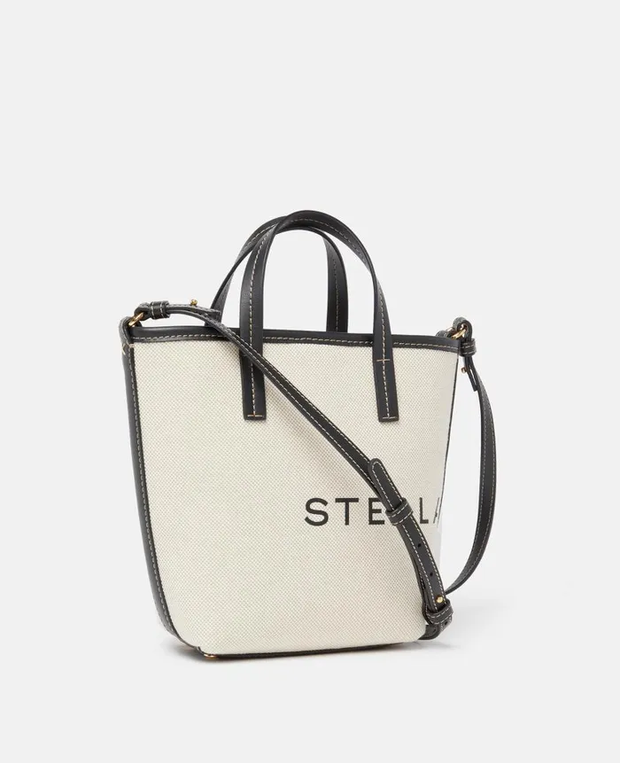 Women Crossbody Bags Stella McCartney Logo Canvas Crossbody Tote Bag Ecru Cream