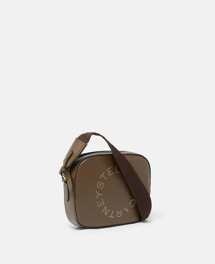 Women Crossbody Bags Stella McCartney Logo Crossbody Camera Bag Chocolate Brown