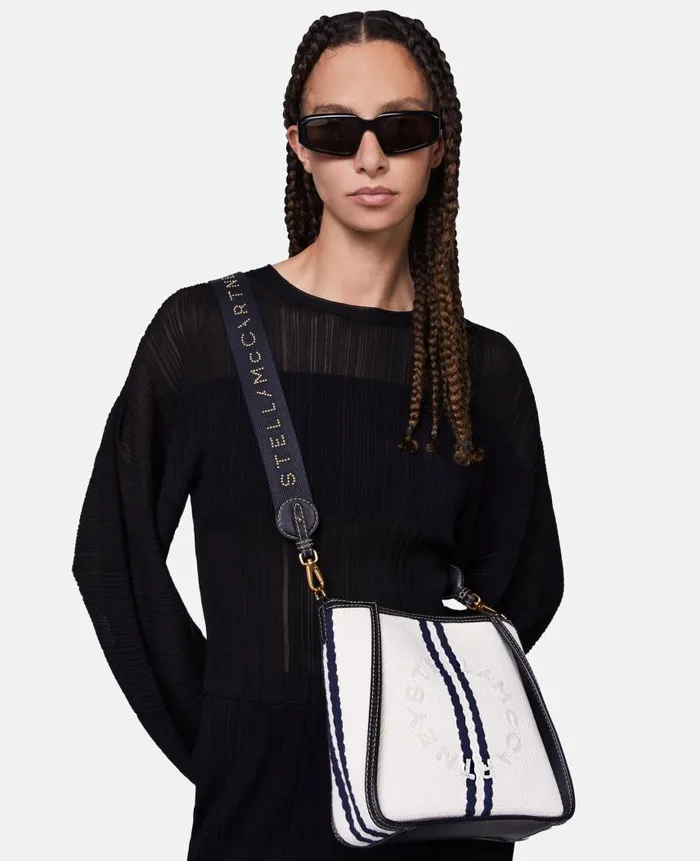 Women Crossbody Bags Stella McCartney Logo Ryder Shoulder Bag Ivorymarine Women Crossbody Bags Stella McCartney Logo Ryder Shoulder Bag Ivorymarine