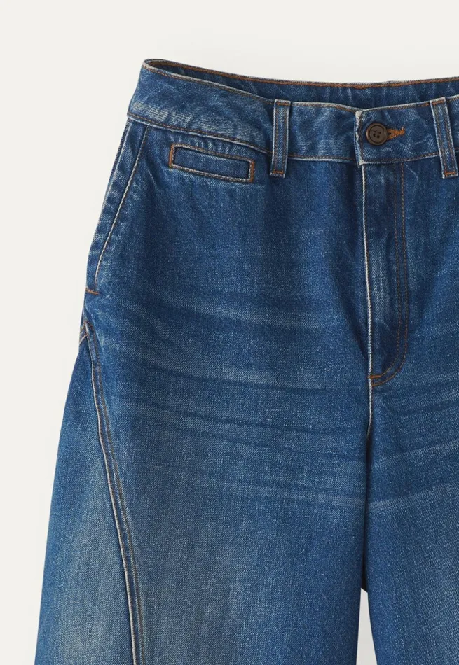 Women Curveseam Denim Jeans Mid Blue Wash Poetry Fashion Trousers and Shorts