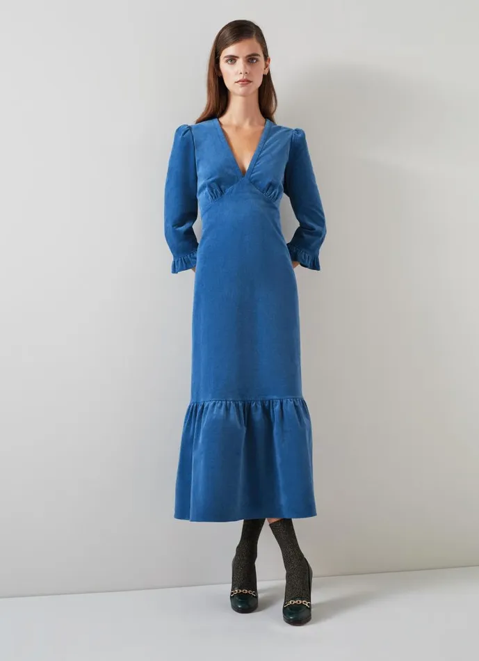 Women Deborah Blue Cotton Cord Dress Blue LKBennett Dresses