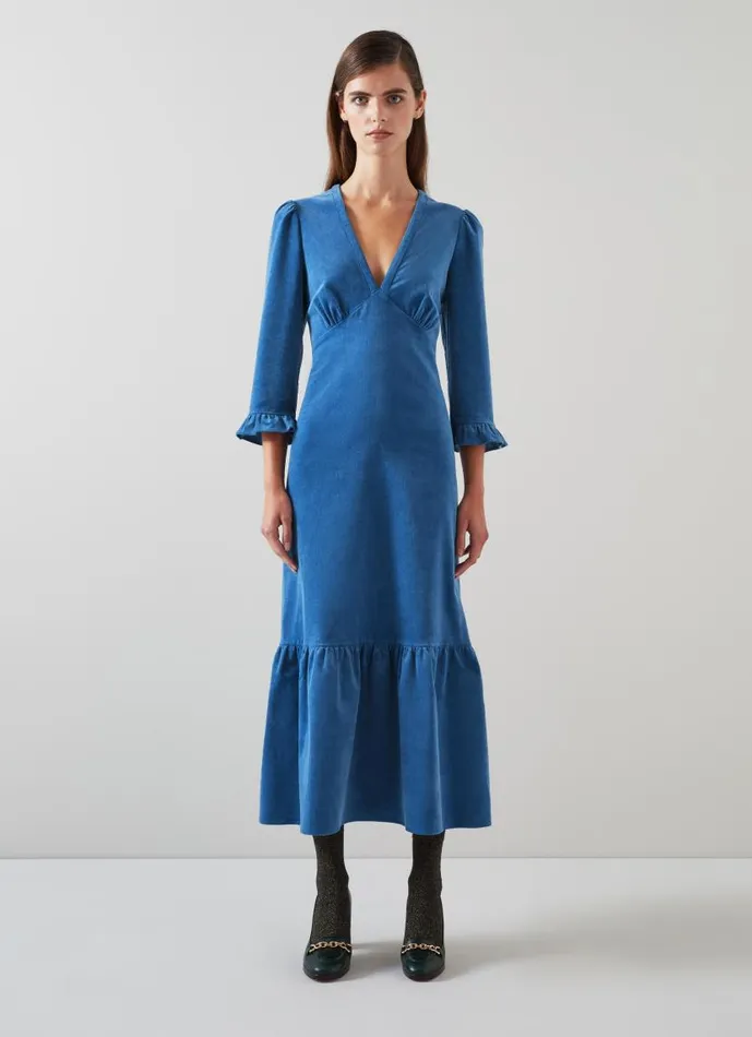 Women Deborah Blue Cotton Cord Dress Blue LKBennett Dresses Women Deborah Blue Cotton Cord Dress Blue LKBennett Dresses