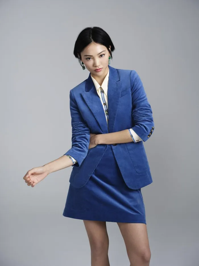 Women Deborah Blue Cotton Cord Jacket Blue LKBennett Coats and Jackets