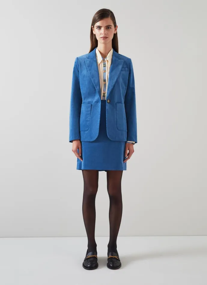 Women Deborah Blue Cotton Cord Jacket Blue LKBennett Coats and Jackets Women Deborah Blue Cotton Cord Jacket Blue LKBennett Coats and Jackets