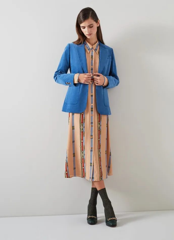 Women Deborah Blue Cotton Cord Jacket Blue LKBennett Coats and Jackets Women Deborah Blue Cotton Cord Jacket Blue LKBennett Coats and Jackets