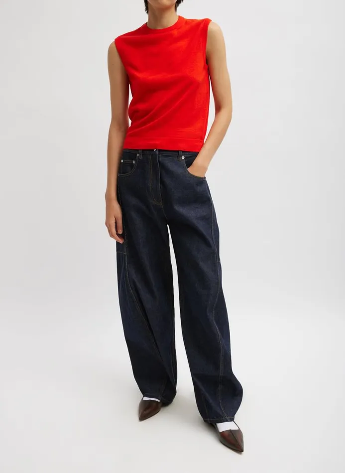 Women Denim Tibi Indigo Denim Sid Jean Dark Denim