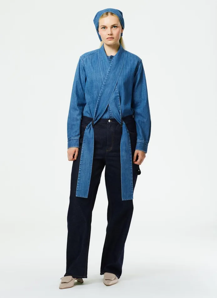 Women Denim Tibi Indigo Denim Slouchy Carpenter Jean Dark Denim