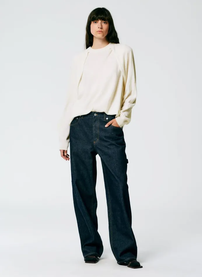 Women Denim Tibi Indigo Denim Slouchy Carpenter Jean Dark Denim