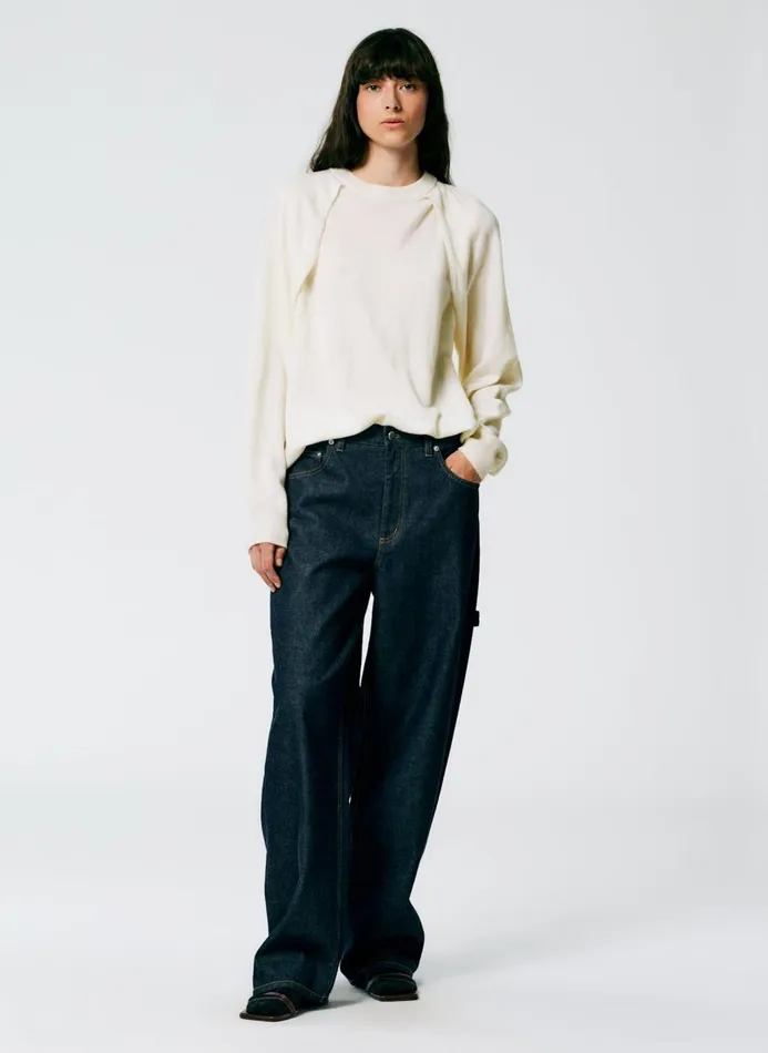 Women Denim Tibi Indigo Denim Slouchy Carpenter Jean Dark Denim