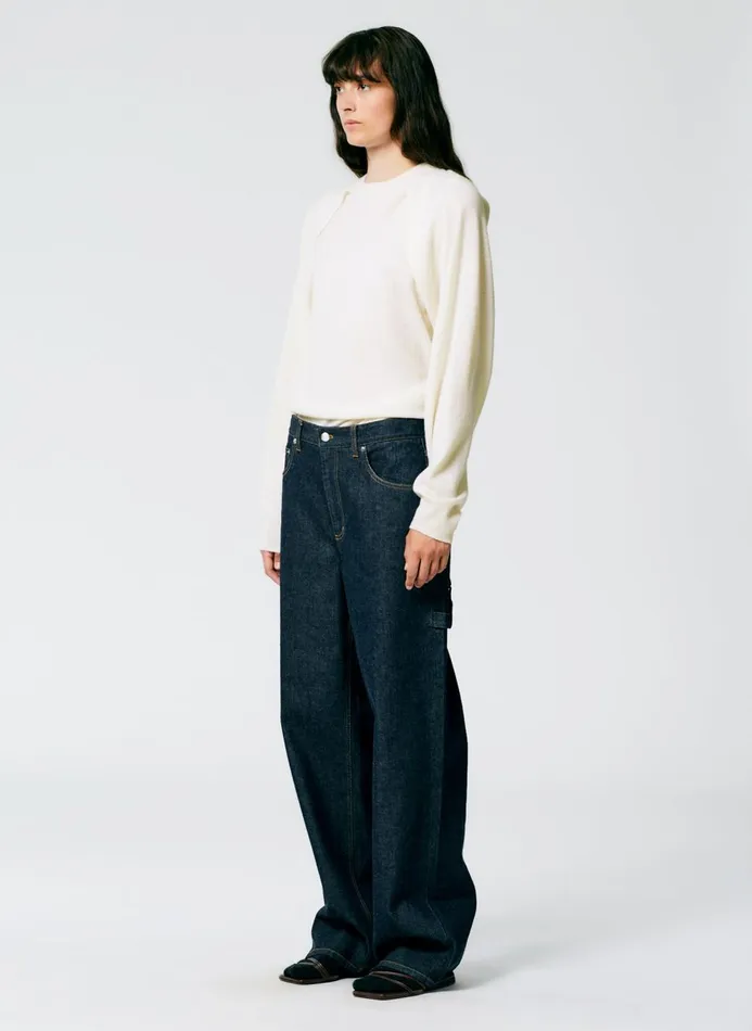 Women Denim Tibi Indigo Denim Slouchy Carpenter Jean Dark Denim