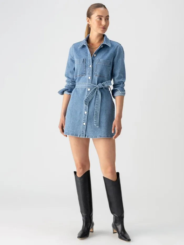 Women Denim Utility Shirt Dress Solar Flare Sanctuary Clothing Denim
