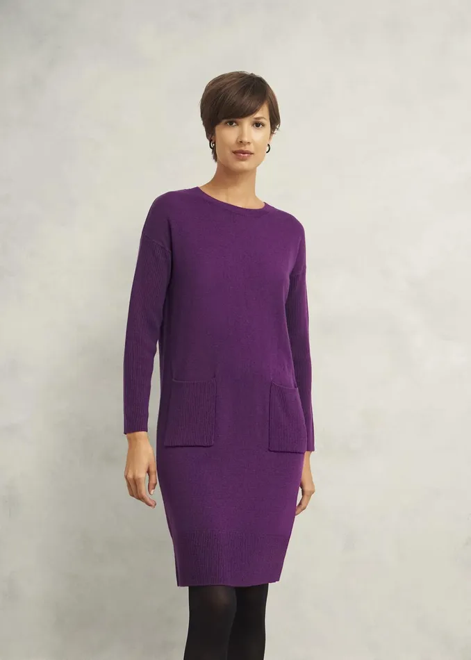 Women Devora Knitted Dress With Cashmere Vibrant Purple Hobbs Dresses and Jumpsuits Women Devora Knitted Dress With Cashmere Vibrant Purple Hobbs Dresses and Jumpsuits