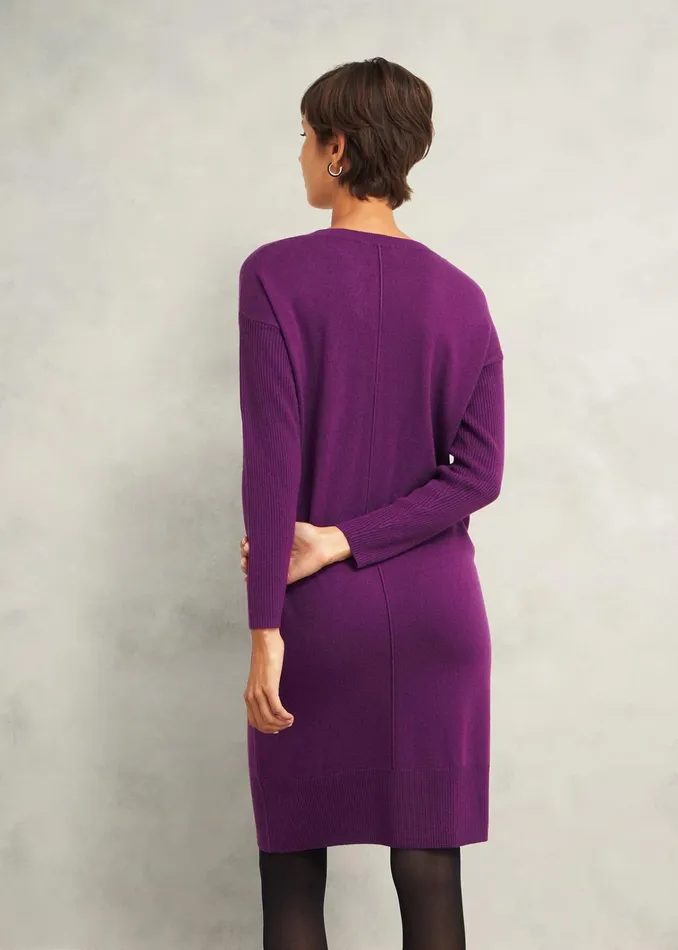 Women Devora Knitted Dress With Cashmere Vibrant Purple Hobbs Dresses and Jumpsuits