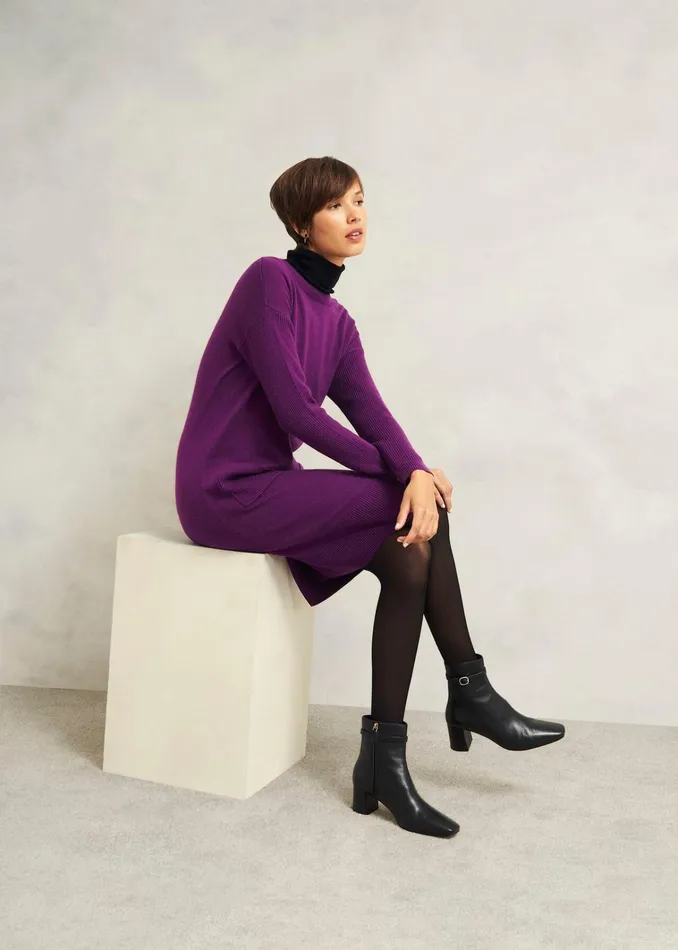 Women Devora Knitted Dress With Cashmere Vibrant Purple Hobbs Dresses and Jumpsuits
