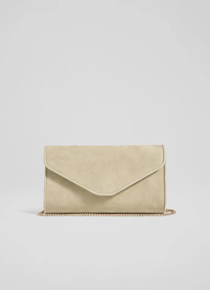 Women Dominica Beige Suede Clutch Bag LKBennett Clutch Bags