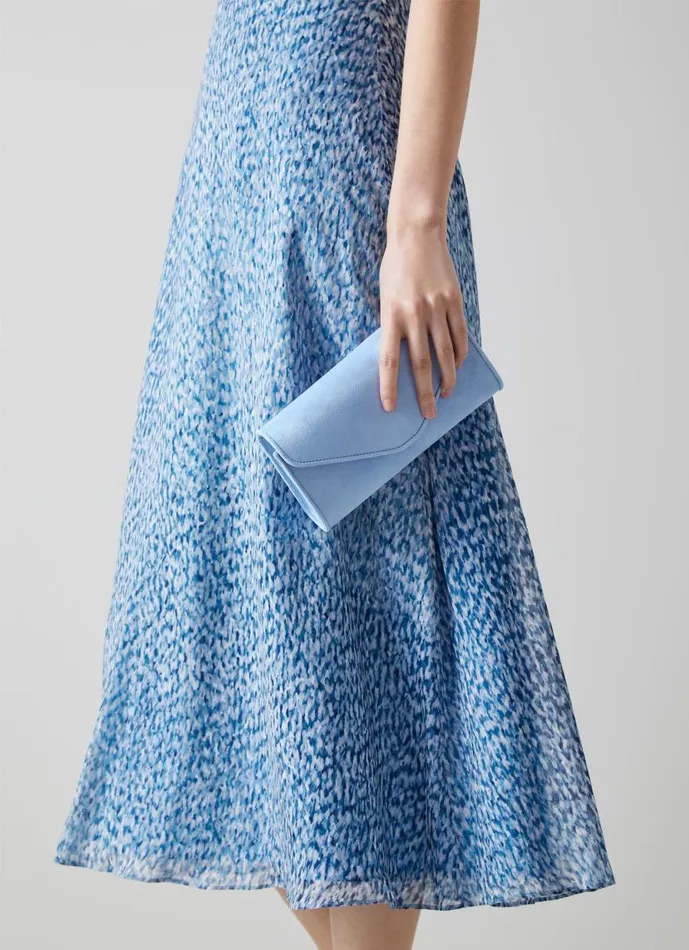Women Dominica Pale Blue Suede Clutch Bag LKBennett Clutch Bags Women Dominica Pale Blue Suede Clutch Bag LKBennett Clutch Bags