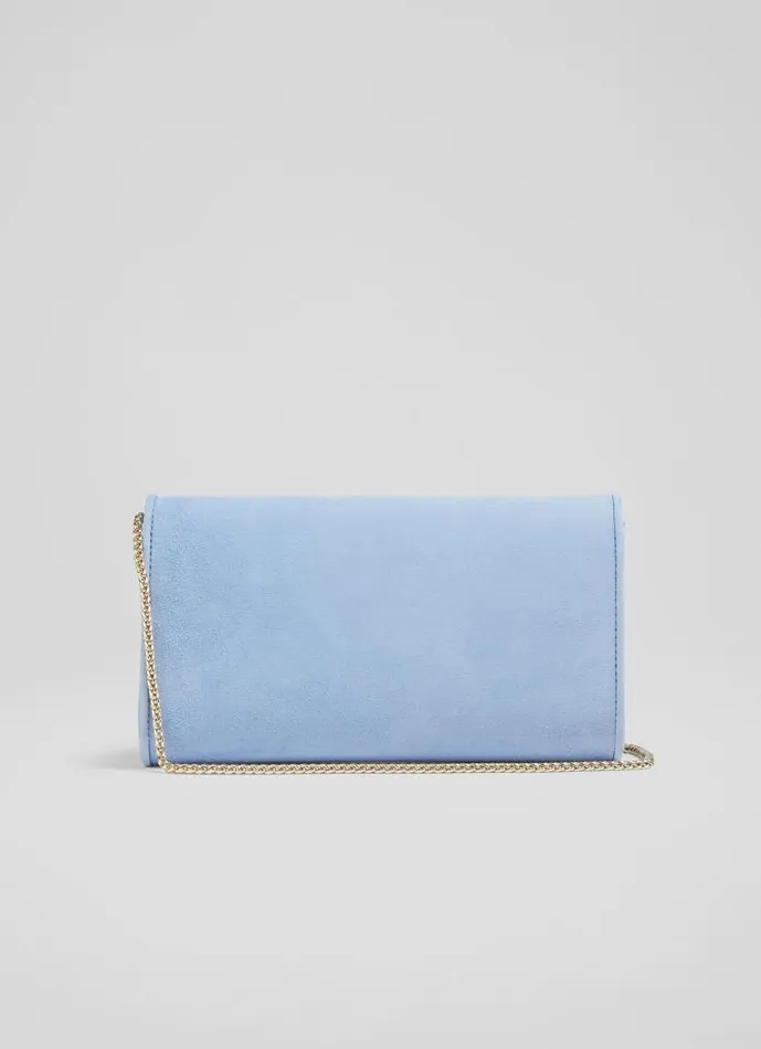 Women Dominica Pale Blue Suede Clutch Bag LKBennett Clutch Bags Women Dominica Pale Blue Suede Clutch Bag LKBennett Clutch Bags