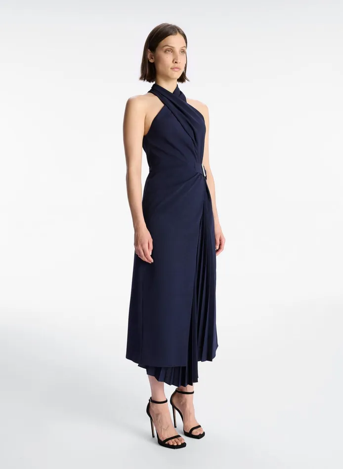 Women Dresses ALC Fiona Pleated Midi Dress Evening Blue