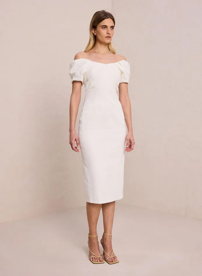 Women Dresses ALC Nora Linen Midi Dress White
