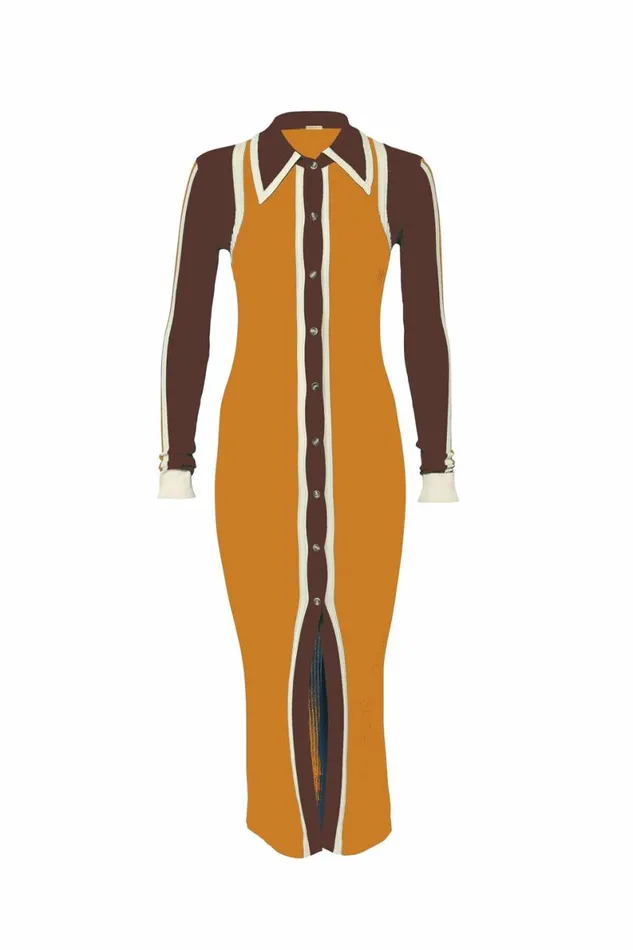 Women Dresses DODO BAR OR Kelly Dress Brown Orange Combo