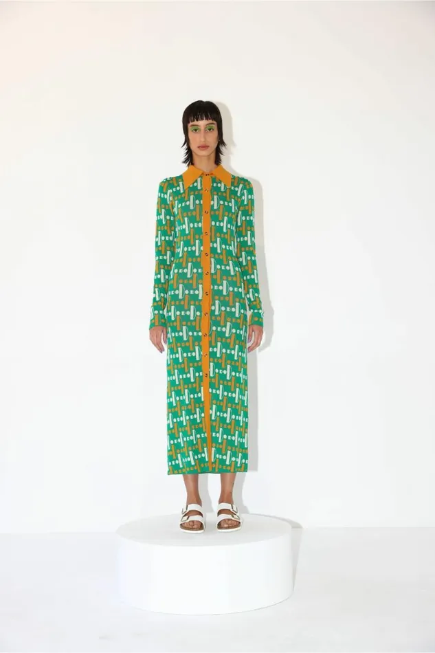 Women Dresses DODO BAR OR Luna Dress Green Combo Women Dresses DODO BAR OR Luna Dress Green Combo
