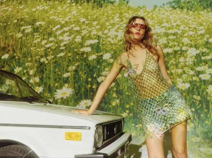 Women Dresses For Love and Lemons Tulip Grid Rhinestone Dress Green Women Dresses For Love and Lemons Tulip Grid Rhinestone Dress Green