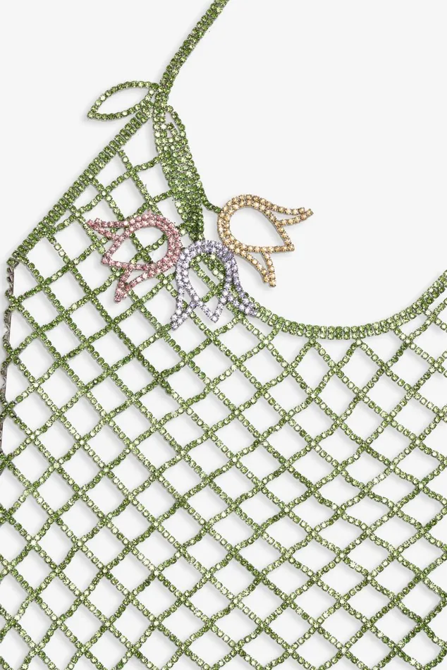 Women Dresses For Love and Lemons Tulip Grid Rhinestone Dress Green Women Dresses For Love and Lemons Tulip Grid Rhinestone Dress Green