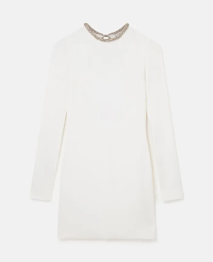 Women Dresses Stella McCartney Crystal Collar Cocktail Mini Dress White