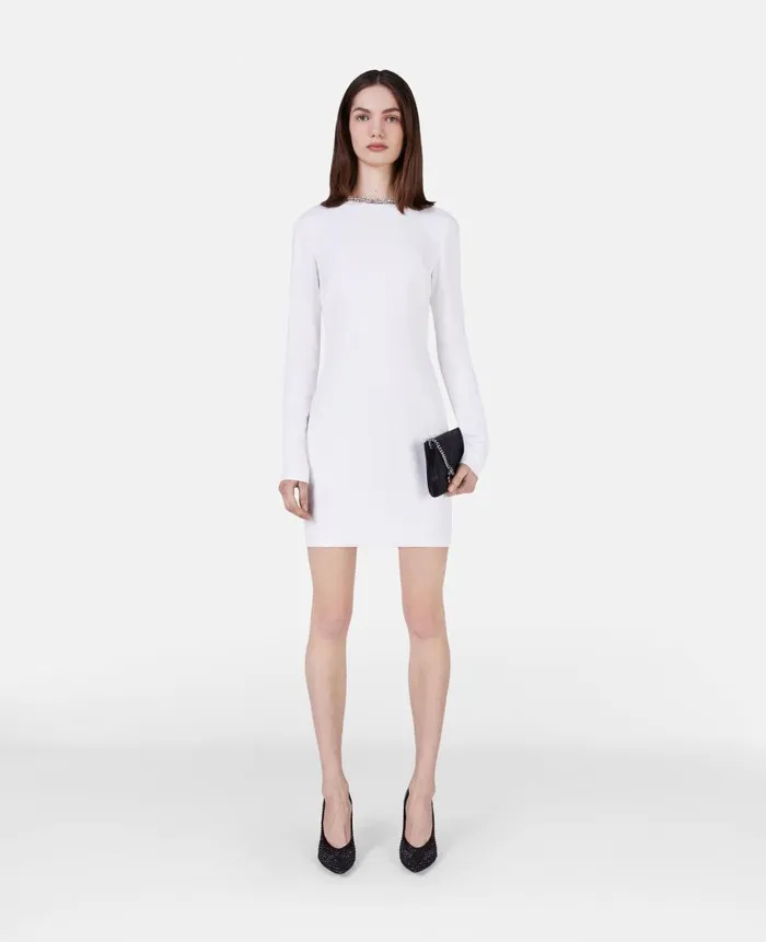 Women Dresses Stella McCartney Crystal Collar Cocktail Mini Dress White