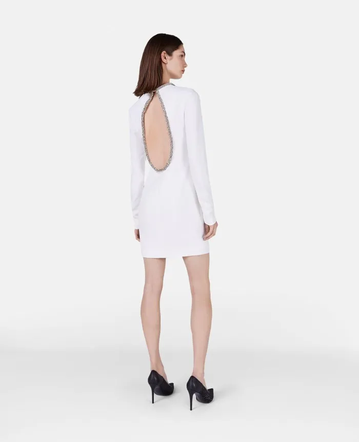 Women Dresses Stella McCartney Crystal Collar Cocktail Mini Dress White