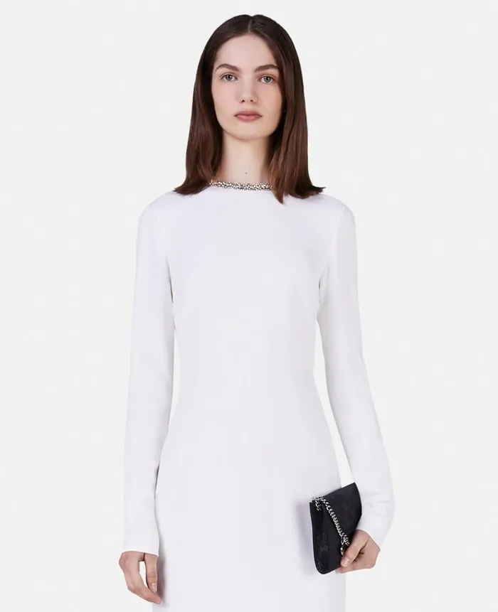 Women Dresses Stella McCartney Crystal Collar Cocktail Mini Dress White