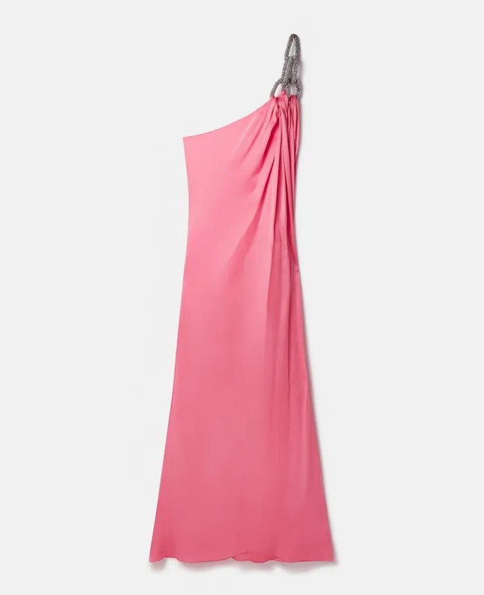 Women Dresses Stella McCartney Falabella Crystal Chain Double Satin OneShoulder Gown Bright Pink Women Dresses Stella McCartney Falabella Crystal Chain Double Satin OneShoulder Gown Bright Pink