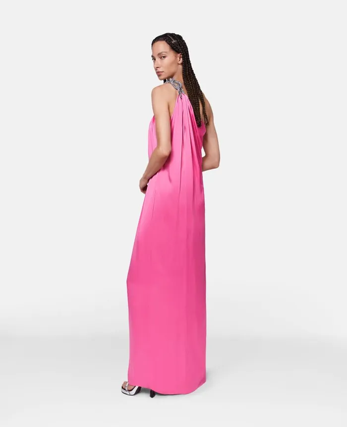 Women Dresses Stella McCartney Falabella Crystal Chain Double Satin OneShoulder Gown Bright Pink Women Dresses Stella McCartney Falabella Crystal Chain Double Satin OneShoulder Gown Bright Pink
