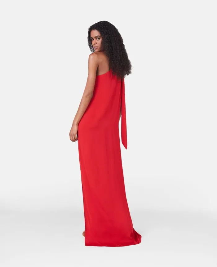 Women Dresses Stella McCartney OneShoulder Scarf Maxi Dress Lipstick Red